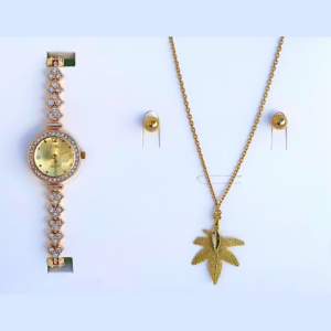 Luxury Golden Watch with Necklace Set | Elegant Jewelry Gift Set